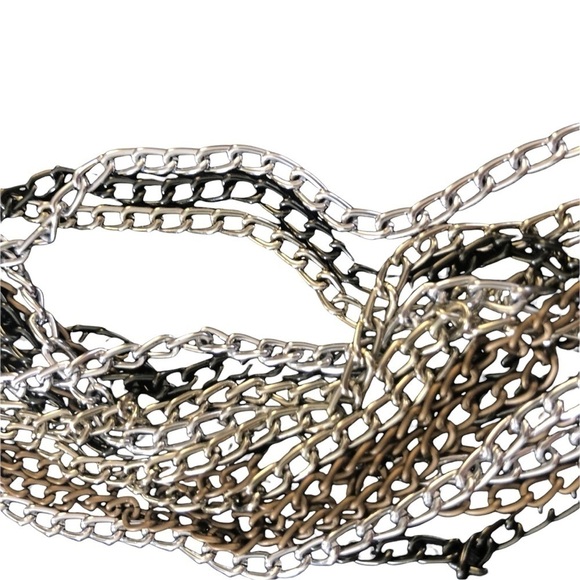 The Buckle Leather Chain Belt Black  Silver Hardware Size M/L Casual Fall - Picture 2 of 8